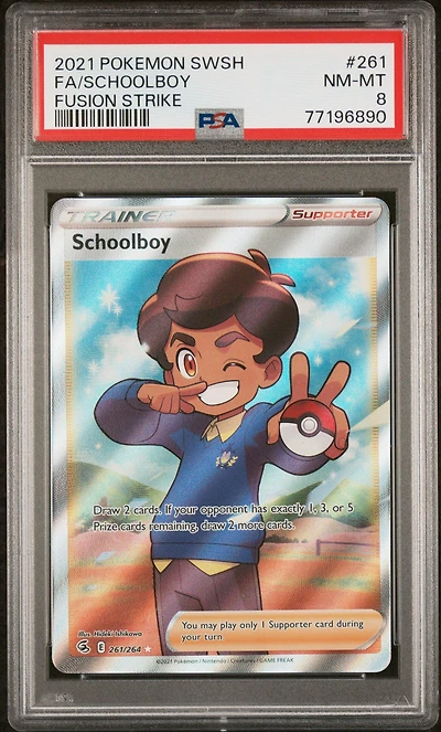 2021 Pokemon Sword & Shield Fusion Strike 261 Full Art/schoolboy PSA 8