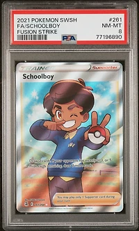 2021 Pokemon Sword & Shield Fusion Strike 261 Full Art/schoolboy PSA 8
