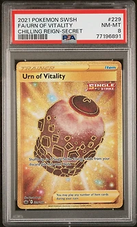 2021 Pokemon Sword & Shield Chilling Reign 229 Full Art/urn Of Vitality Secret PSA 8