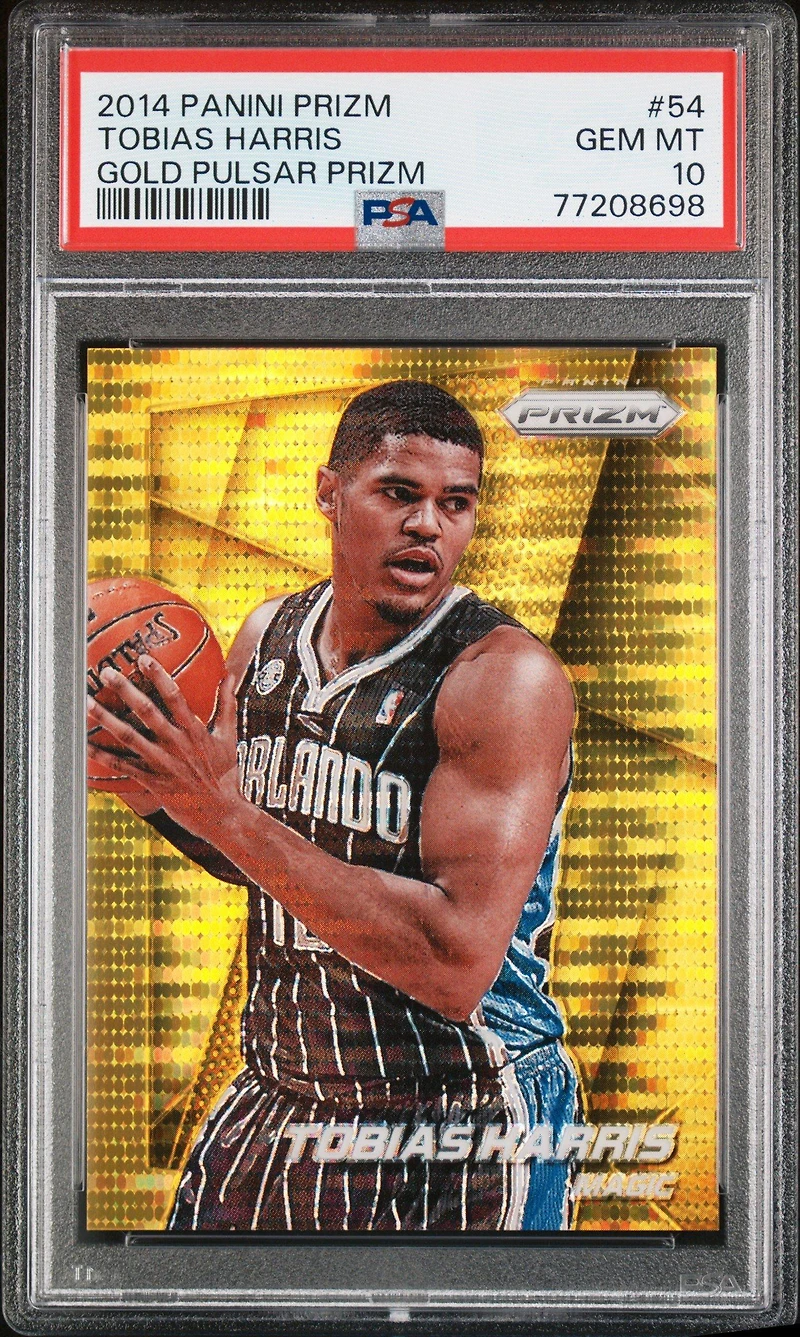 2014 Panini Prizm 54 Tobias Harris Gold Pulsar Prizm PSA 10
