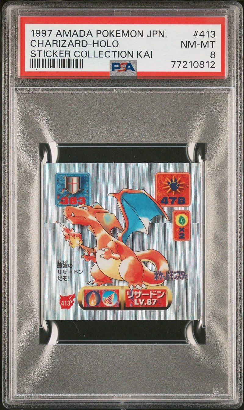 1997 Amada Pokemon Japanese Sticker Collection Kai 413 Charizard-holo PSA 8