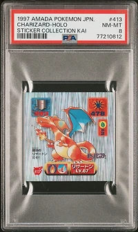 1997 Amada Pokemon Japanese Sticker Collection Kai 413 Charizard-holo PSA 8