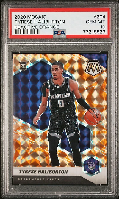 2020 Panini Mosaic 204 Tyrese Haliburton Reactive Orange PSA 10