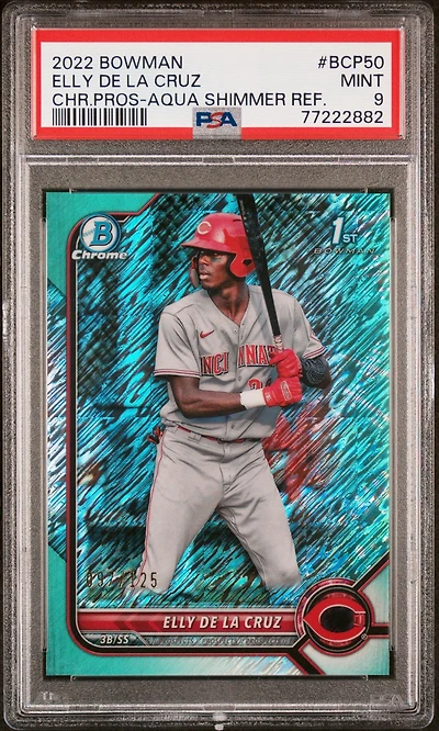 2022 Bowman Chrome Prospects Bcp50 Elly De La Cruz Aqua Shimmer Refractor PSA 9