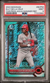 2022 Bowman Chrome Prospects Bcp50 Elly De La Cruz Aqua Shimmer Refractor PSA 9
