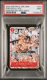2023 One Piece Japanese Saikyo Jump Mini Promos 013 Portgas D. Ace Perforated-may-holo PSA 9