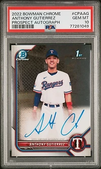 2022 Bowman Chrome Prospect Autographs Cpaag Anthony Gutierrez PSA 10