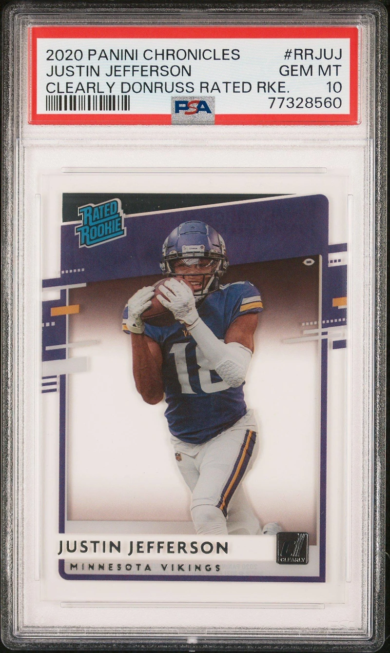2020 Panini Chronicles Clearly Donruss Rated Rookies Rrjuj Justin Jefferson PSA 10