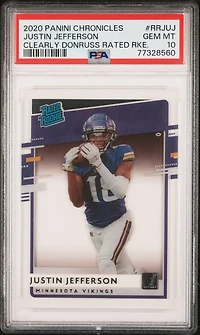 2020 Panini Chronicles Clearly Donruss Rated Rookies Rrjuj Justin Jefferson PSA 10