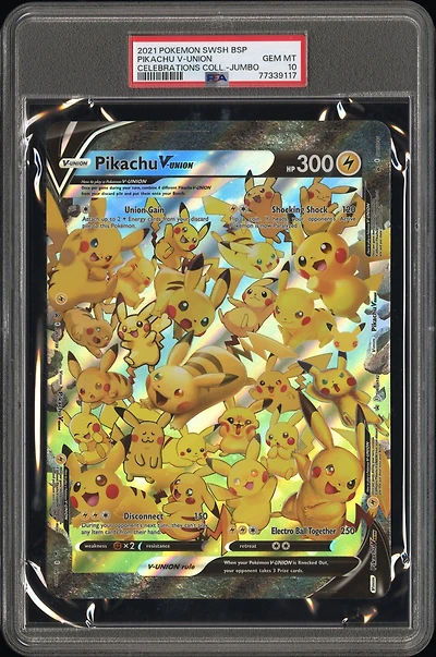 2021 Pokemon Swsh Black Star Promo  Pikachu V-union Celebrations Collection-jumbo PSA 10