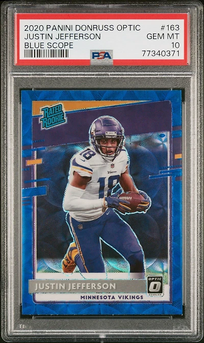 2020 Panini Donruss Optic 163 Justin Jefferson Blue Scope PSA 10
