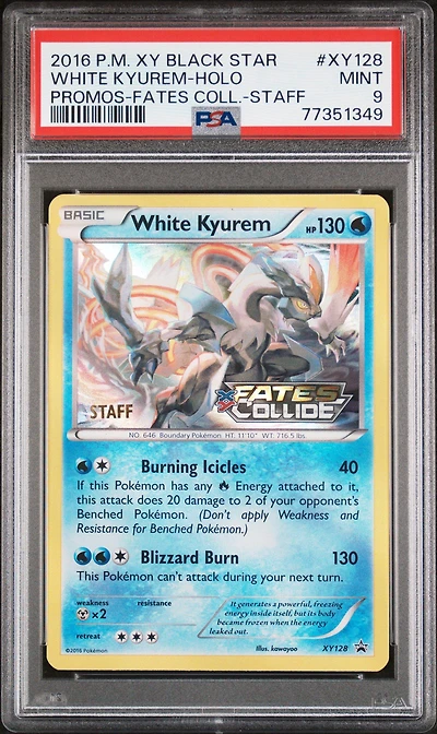 2016 Pokemon Xy Black Star Promo Xy128 White Kyurem-holo Fates Collide-staff PSA 9