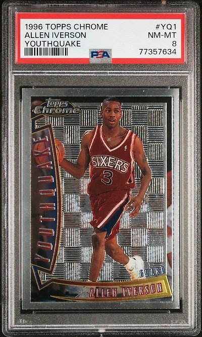 1996 Topps Chrome Youthquake Yq1 Allen Iverson PSA 8