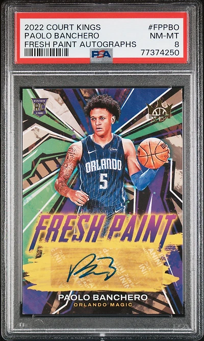 2022 Panini Court Kings Fresh Paint Autographs Fppbo Paolo Banchero PSA 8