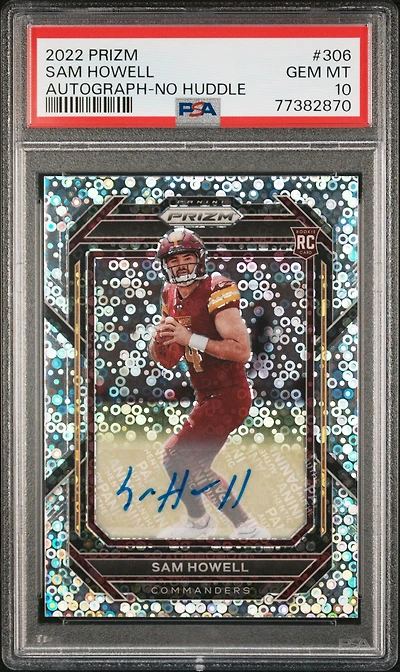 2022 Panini Prizm 306 Sam Howell Autograph-no Huddle PSA 10