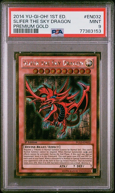 2014 Yu-gi-oh! Premium Gold En032 Slifer The Sky Dragon PSA 9