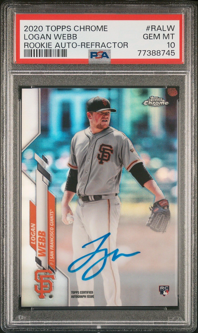 2020 Topps Chrome Rookie Autographs Ralw Logan Webb Refractor PSA 10