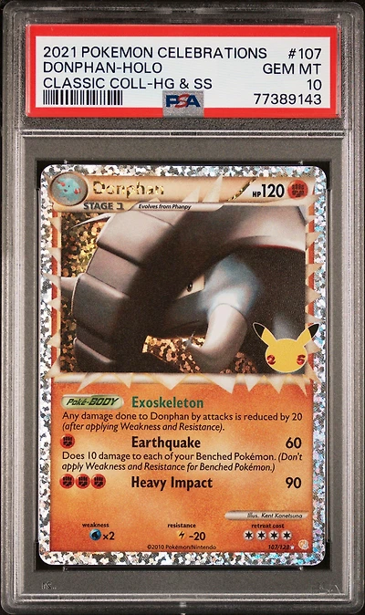 2021 Pokemon Celebrations Classic Collection 107 Donphan PSA 10