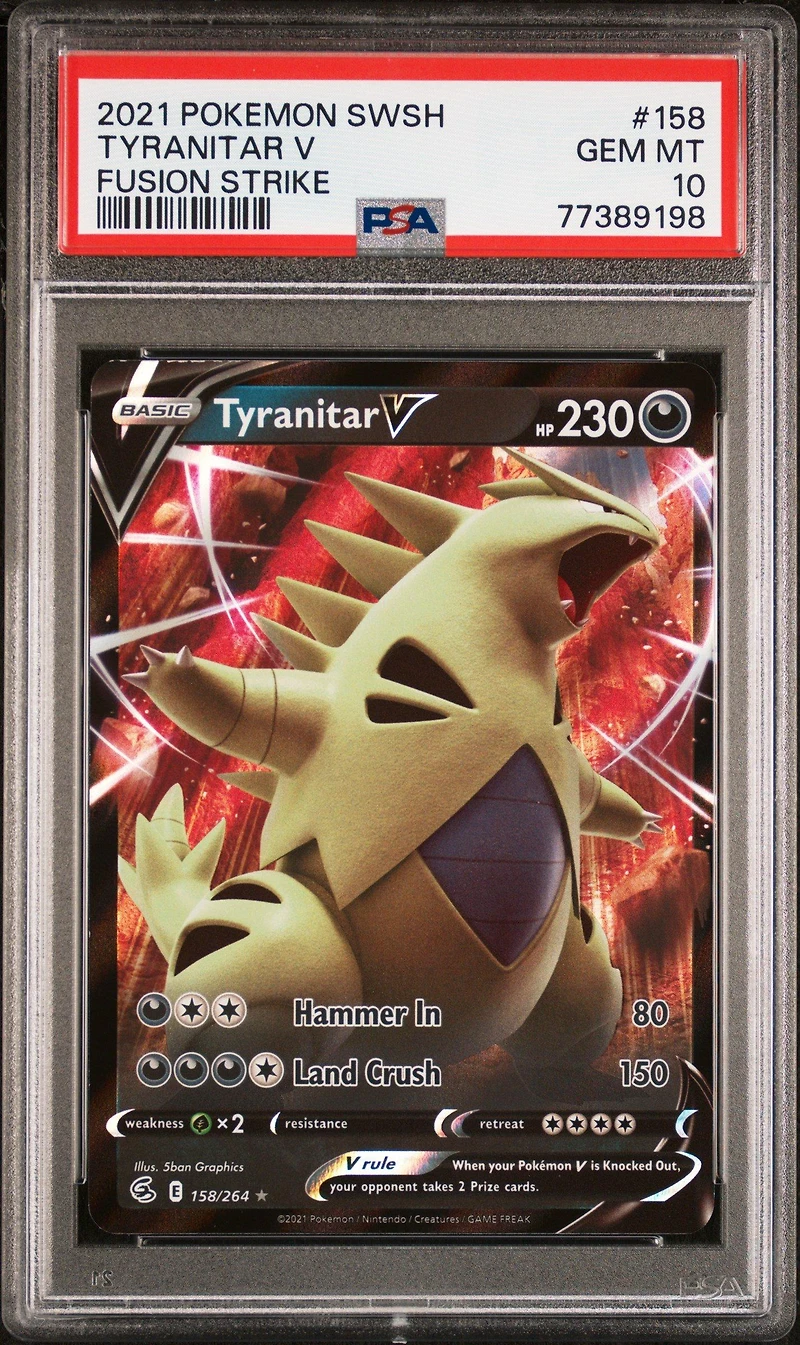2021 Pokemon Sword & Shield Fusion Strike 158 Tyranitar V PSA 10