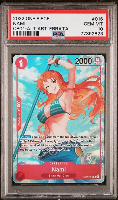 2022 One Piece Romance Dawn 016 Nami Alternate Art-errata PSA