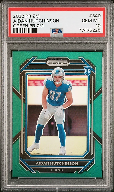 2022 Panini Prizm 340 Aidan Hutchinson Green Prizm PSA 10