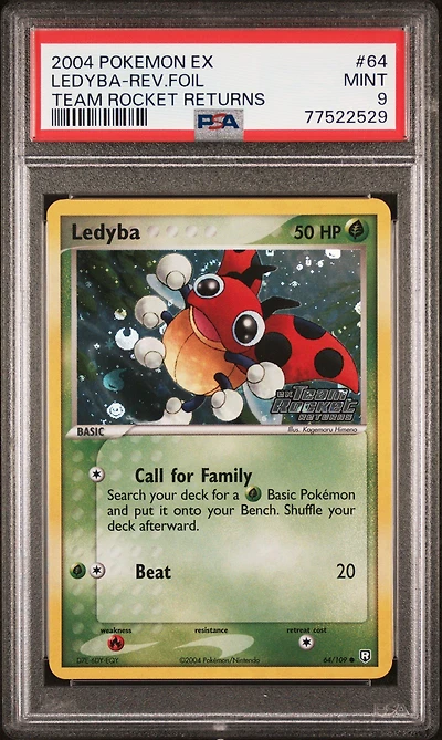 2004 Pokemon Ex Team Rocket Returns 64 Ledyba-reverse Foil PSA 9