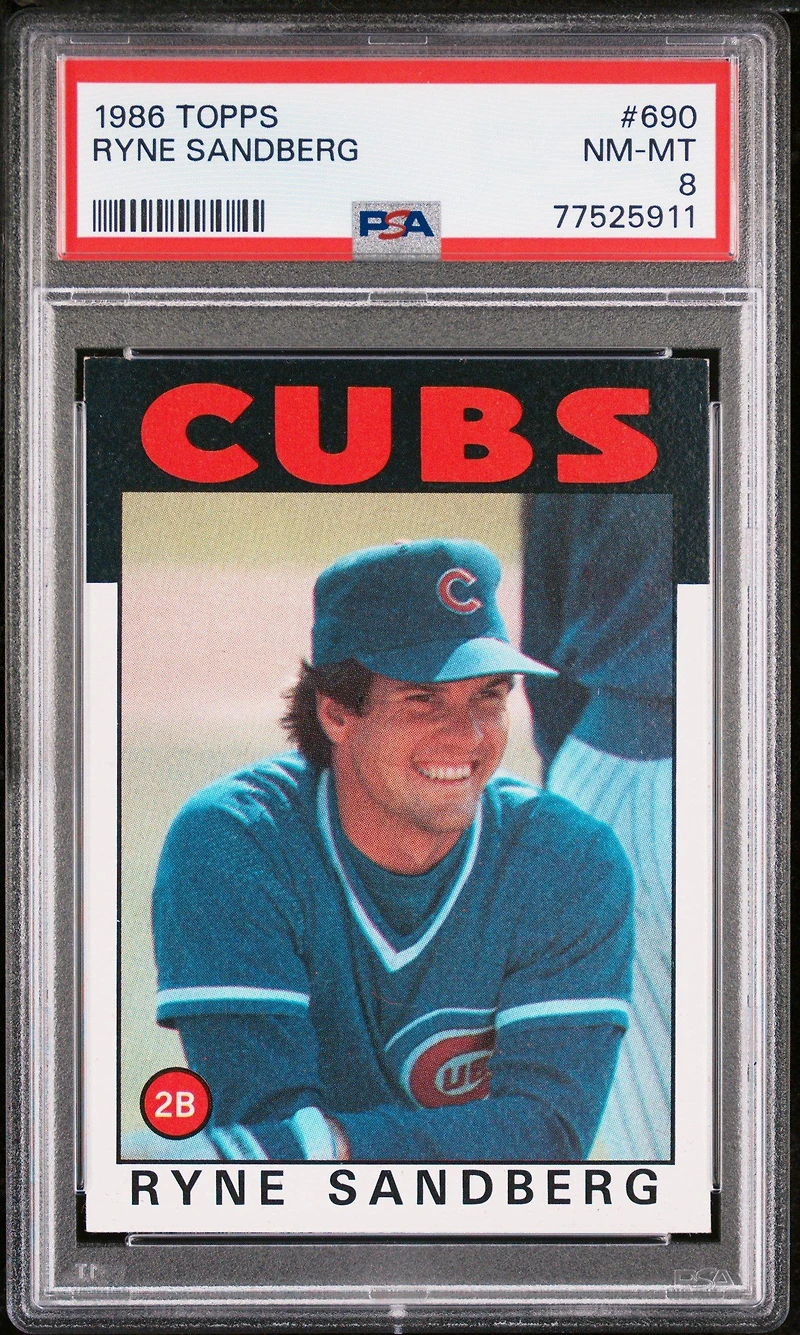 1986 Topps 690 Ryne Sandberg PSA 8