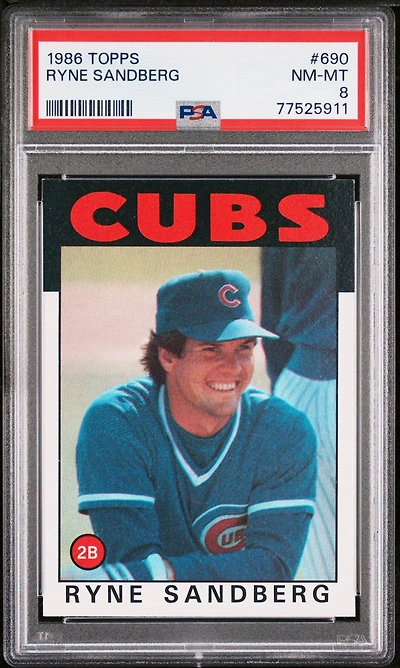1986 Topps 690 Ryne Sandberg PSA 8