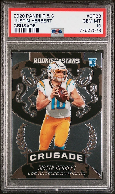2020 Panini Rookies & Stars Crusade Cr23 Justin Herbert PSA 10