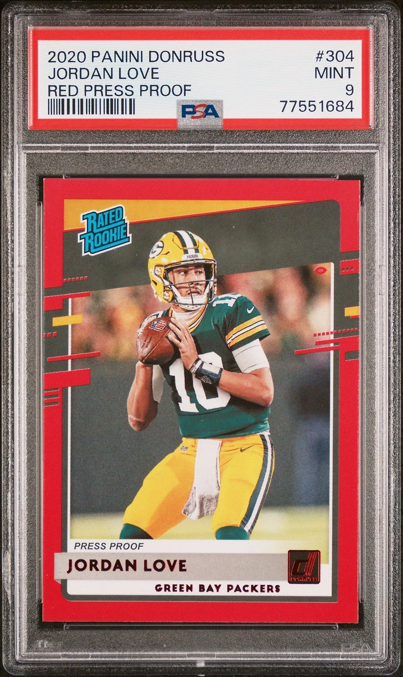 2020 Panini Donruss 304 Jordan Love Red Press Proof PSA 9