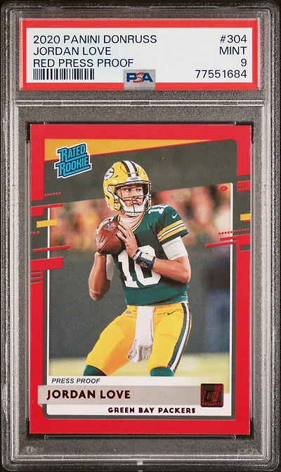 2020 Panini Donruss 304 Jordan Love Red Press Proof PSA 9