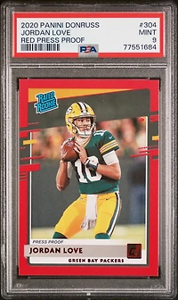 2020 Panini Donruss 304 Jordan Love Red Press Proof PSA 9
