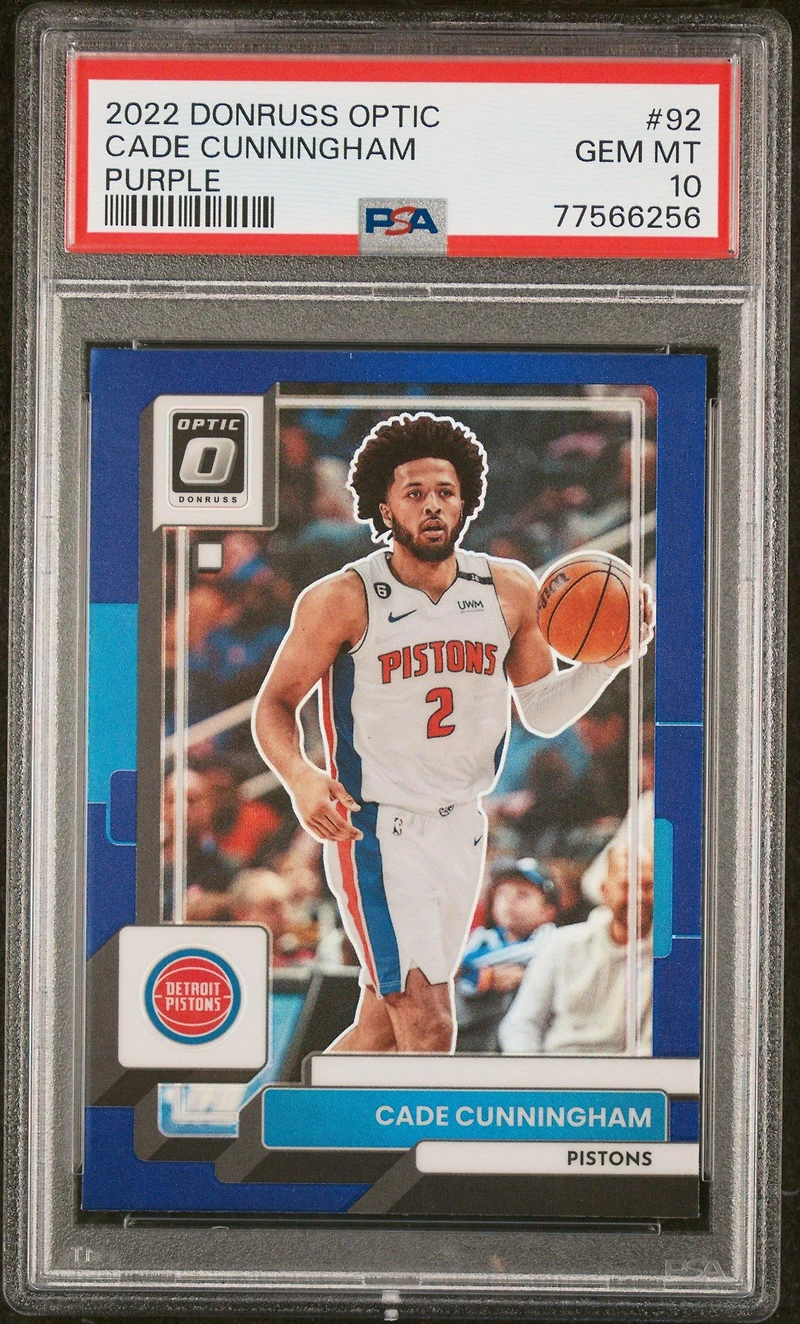2022 Panini Donruss Optic 92 Cade Cunningham Purple PSA 10