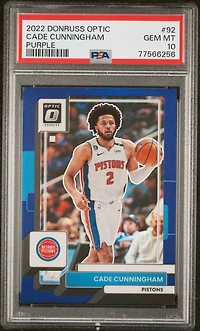 2022 Panini Donruss Optic 92 Cade Cunningham Purple PSA 10