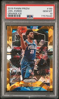 2019 Panini Prizm 199 Joel Embiid Orange Ice PSA 10
