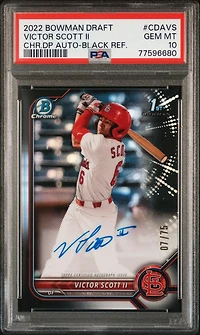 2022 Bowman Draft Chrome Draft Pick Autographs Cdavs Victor Scott Ii Black Refractor PSA 10