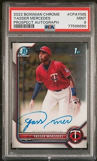 2022 Bowman Chrome Prospect Autographs Cpayms Yasser Mercedes PSA