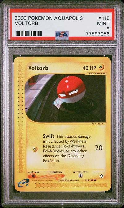 2003 Pokemon Aquapolis 115 Voltorb PSA 9