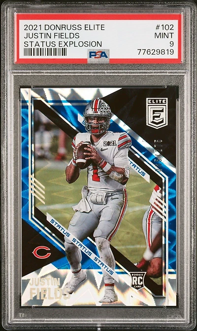 2021 Panini Donruss Elite 102 Justin Fields Status Explosion PSA 9