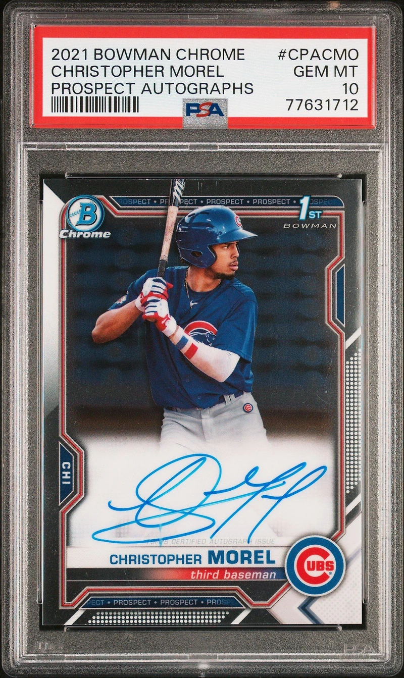 2021 Bowman Chrome Prospect Autographs Cpacmo Christopher Morel PSA 10