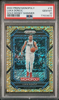 2022 Panini Prizm Monopoly 19 Luka Doncic Gold Money Shimmer PSA 10