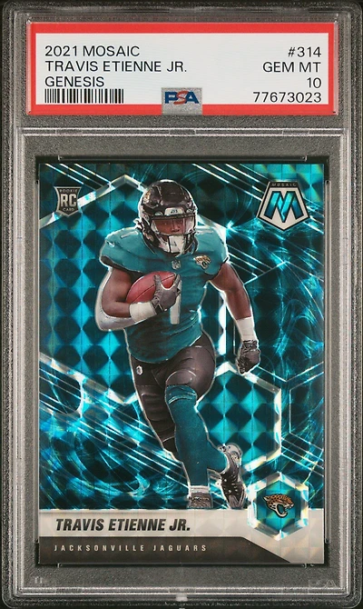 2021 Panini Mosaic 314 Travis Etienne Jr. Genesis PSA 10