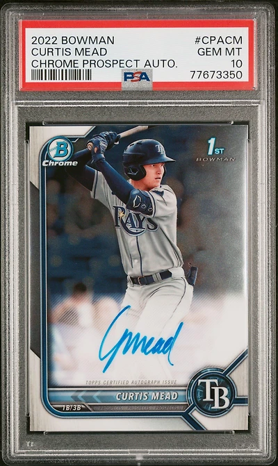 2022 Bowman Chrome Prospect Autographs Cpacm Curtis Mead PSA 10