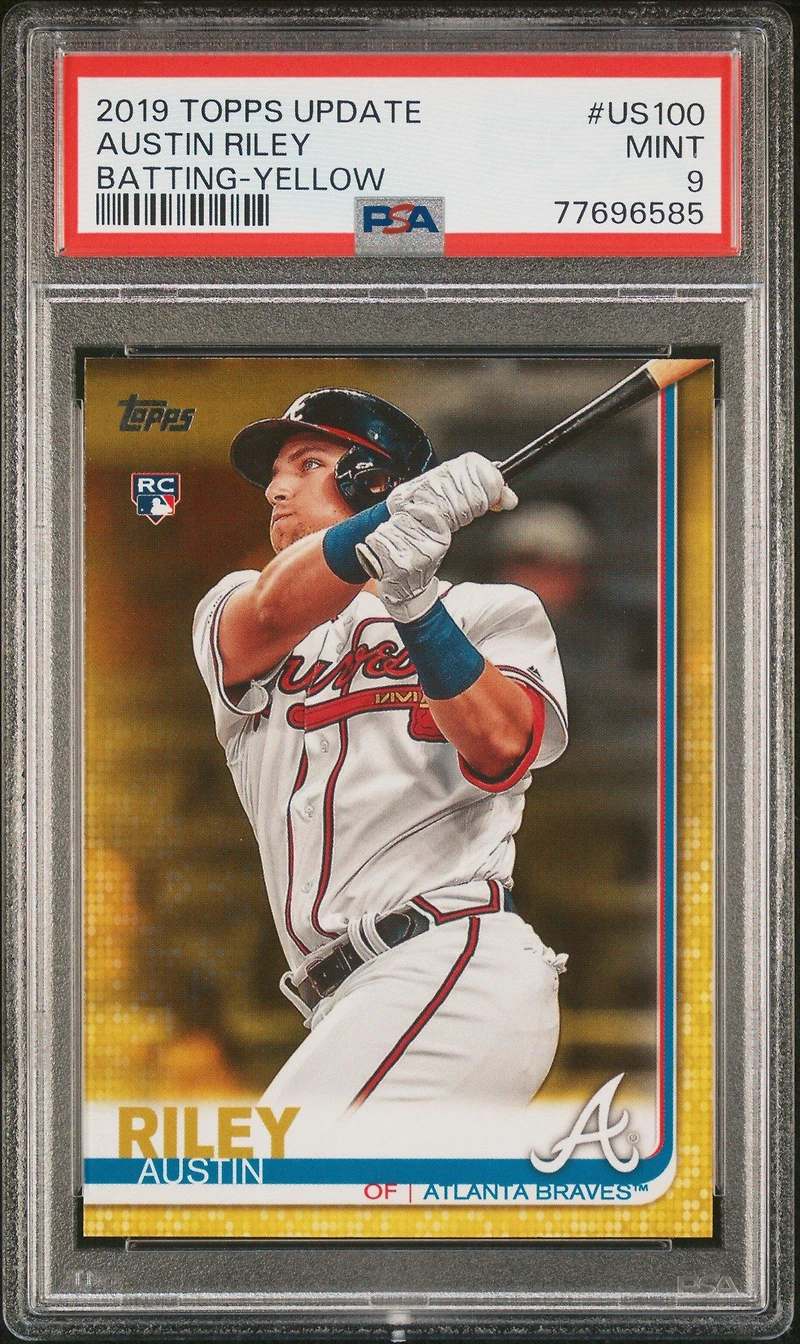 2019 Topps Update Us100 Austin Riley Batting-yellow PSA 9