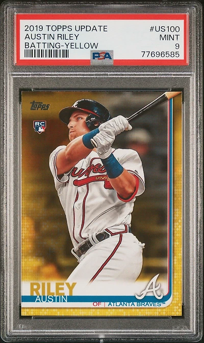 2019 Topps Update Us100 Austin Riley Batting-yellow PSA 9