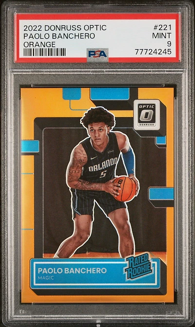 2022 Panini Donruss Optic 221 Paolo Banchero Orange PSA 9