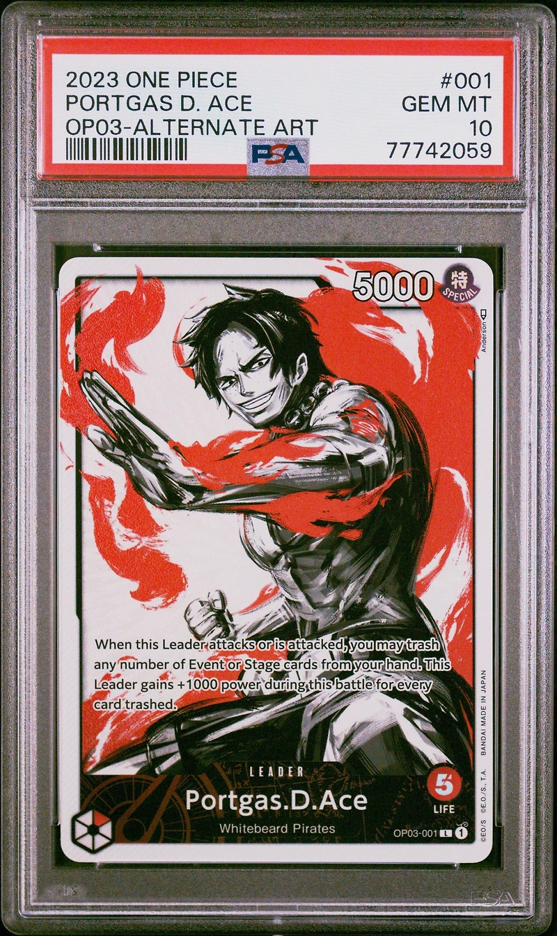2023 One Piece Pillars Of Strength 001 Portgas D. Ace Alternate Art PSA 10