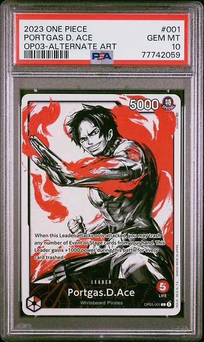 2023 One Piece Pillars Of Strength 001 Portgas D. Ace Alternate Art PSA 10