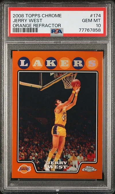 2008 Topps Chrome 174 Jerry West Orange Refractor PSA 10