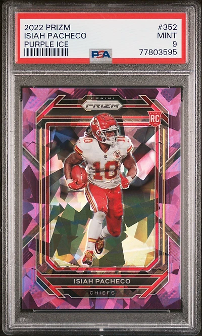 2022 Panini Prizm 352 Isiah Pacheco Purple Ice PSA 9